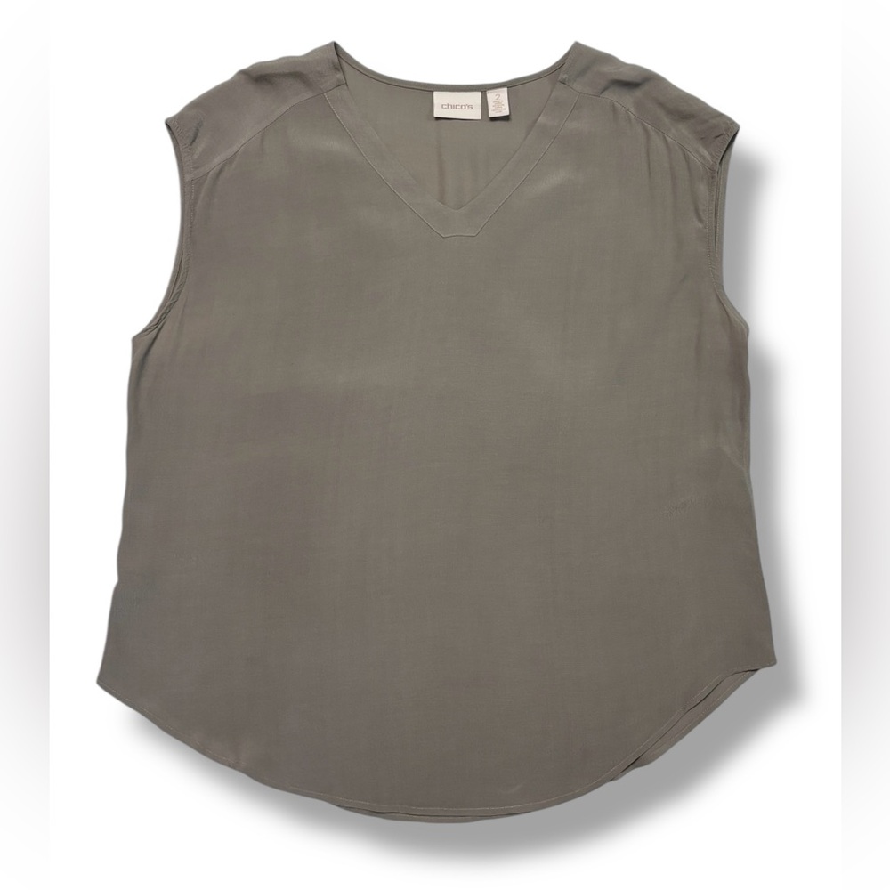 CHICO’s Gray-Green V Neck Oversized Camisole